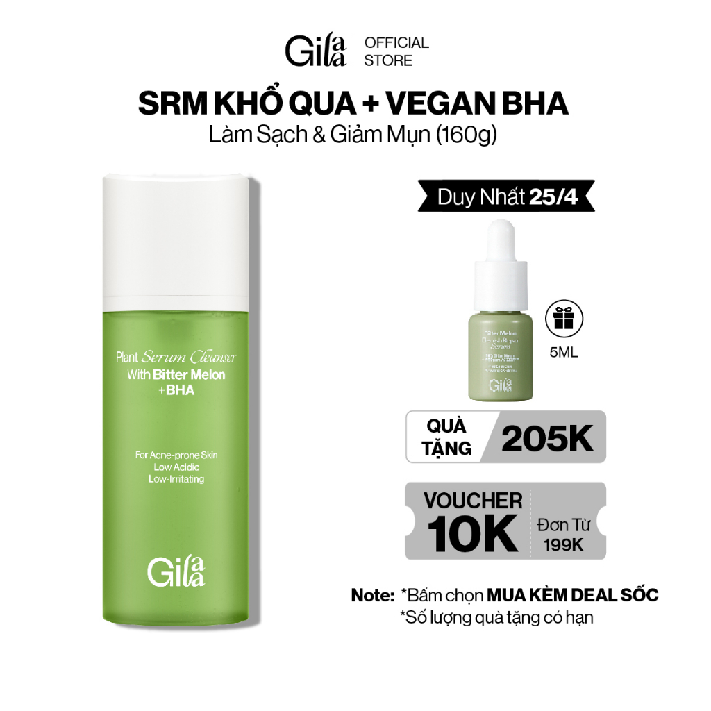 Sữa rửa mặt Khổ qua và Vegan BHA giúp làm sạch da và giảm mụn (160g)