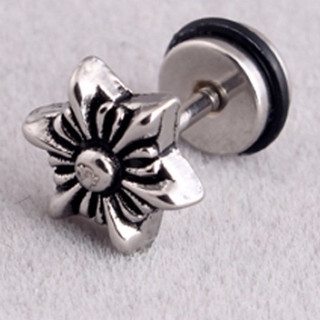 Bông tai, khuyên tai Chrome Heart hoa 5 cánh bạc cao cấp.