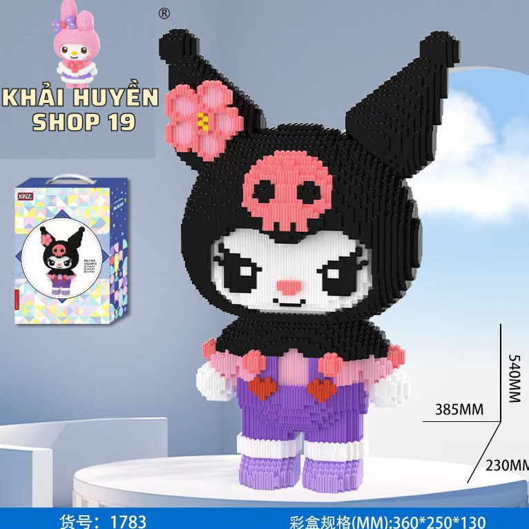 Mô hình Thỏ Melody 55cm , Lắp ráp Kuromi 52cm, Đồ chơi mô hình thỏ hồng melody chuẩn xinz