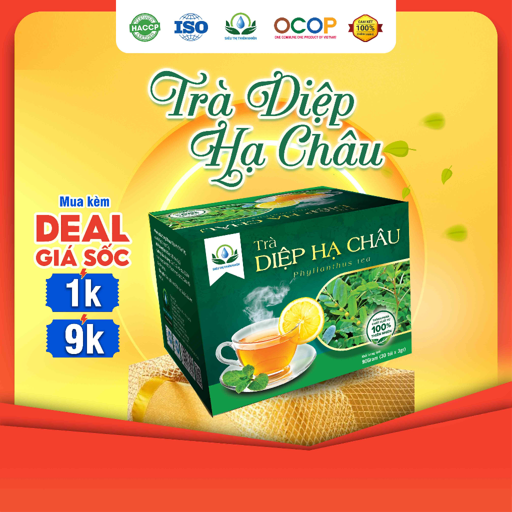 Trà Diệp Hạ Châu hộp 30 Túi Lọc x 3Gram Siêu Thị Thiên Nhiên