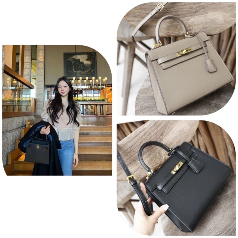 Túi xách nữ H.M KL sz25cm khóa vàng phom đẹp chuẩn cứng cáp sang chảnh dã man