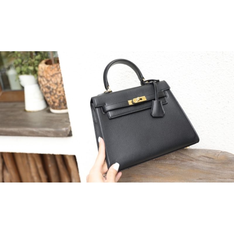 Túi xách nữ H.M KL sz25cm khóa vàng phom đẹp chuẩn cứng cáp sang chảnh dã man