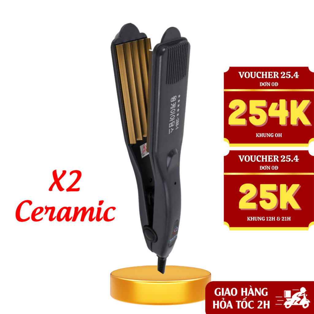 Máy ép tóc làm xù tạo phồng, máy dập kẹp tạo kiểu xoăn mì, uốn tóc xoăn sóng