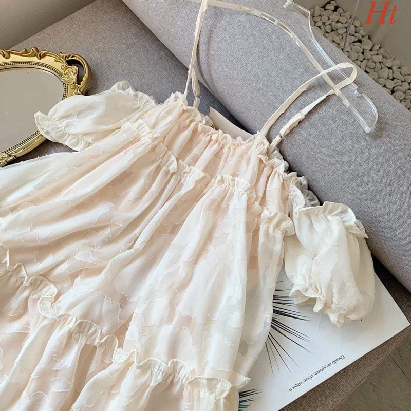 Váy hai dây hoa nổi HT12