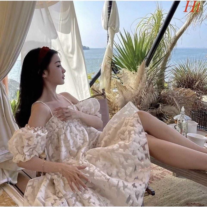 Váy hai dây hoa nổi HT12