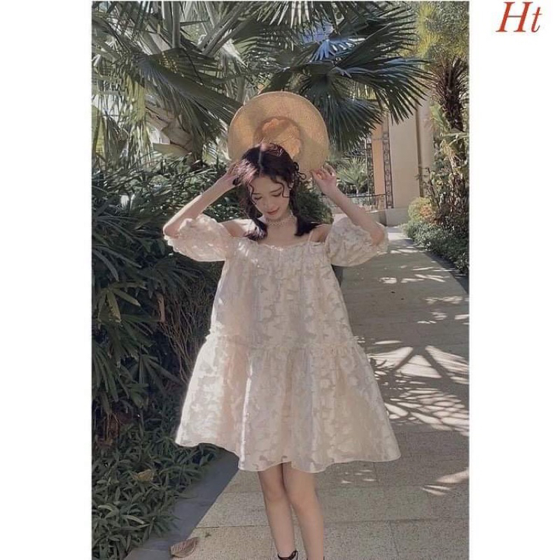 Váy hai dây hoa nổi HT12