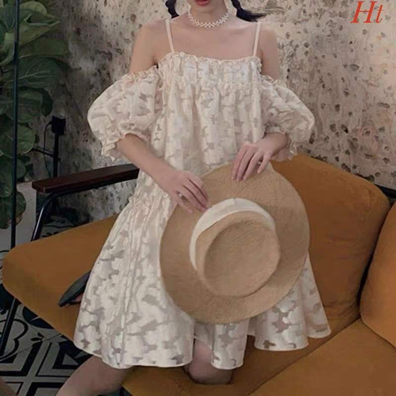 Váy hai dây hoa nổi HT12