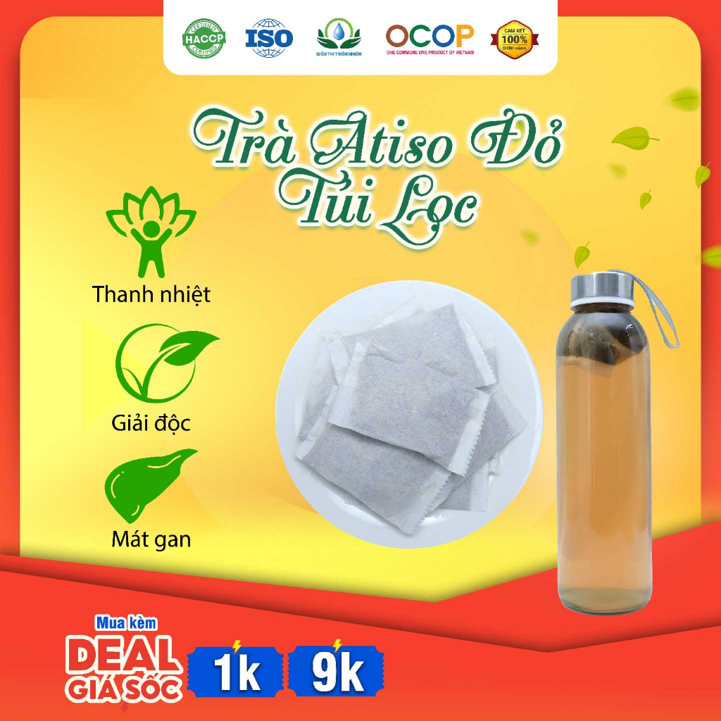 Trà Hoa Atiso đỏ hộp 30 Túi Lọc Siêu Thị Thiên Nhiên