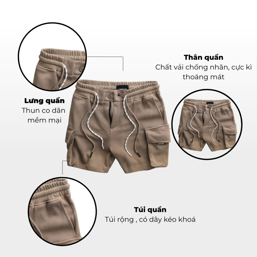 Quần Lửng Nam Màu Xám,Đen, Trắng, Đen, Nâu Quần Short Nam Tập Gym, Chạy Bộ QDTH271 Unichic