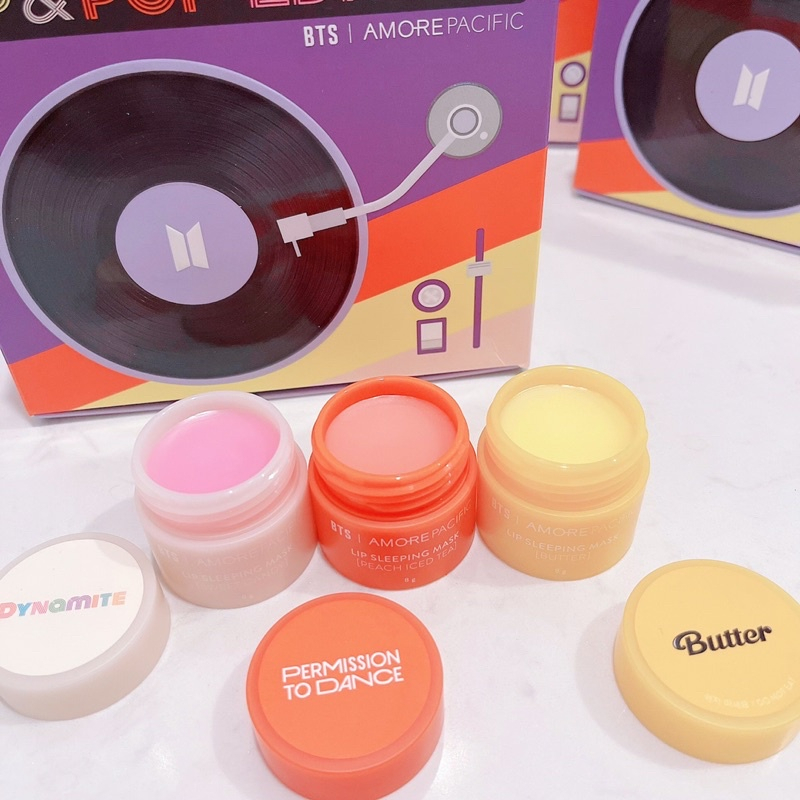 Set mặt nạ ngủ môi BTS X LANEIGE Lip Sleeping Mask Lip & Pop Edition Set