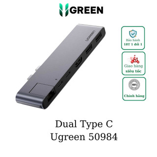 Bộ chuyển dual usb type c to hdmi+usb 3.0+lan 1gbps + dual type c ugreen 50984