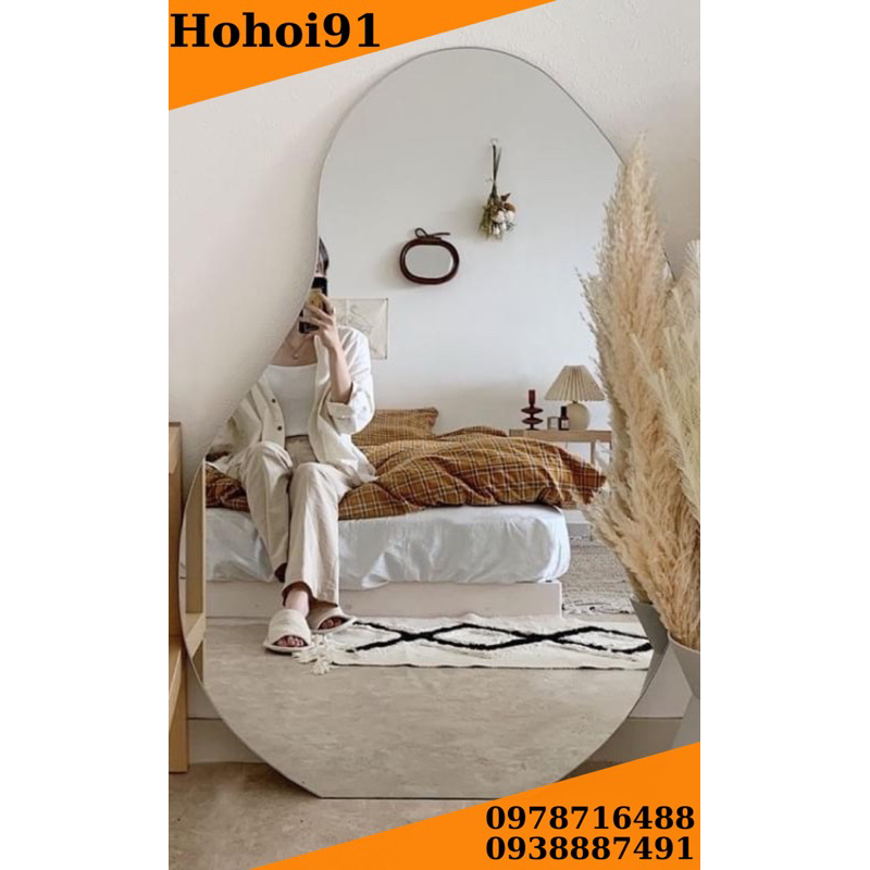 gương trái xoài, gương decor nhà tắm treo tường