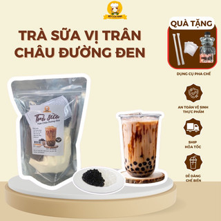 Trà sữa trân châu BẾP CỦA HANA set nguyên liệu Hồng trà sữa, Việt Quất, trân châu đường đen thành phẩm 25-30 ly ly