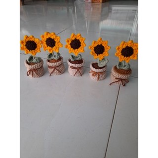 Chậu hoa mini bằng len.