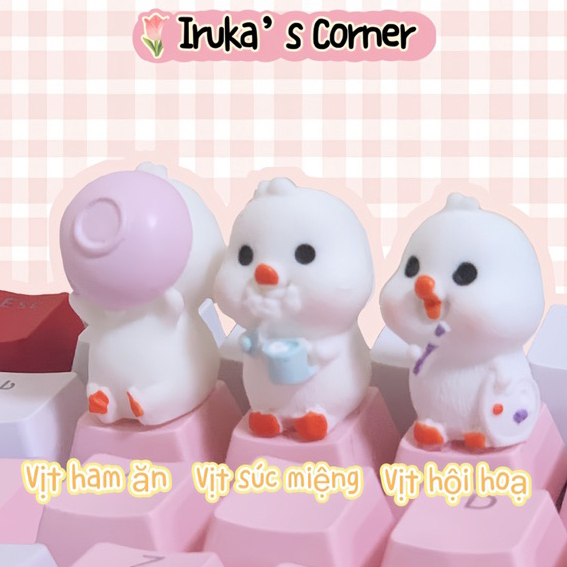 ✨Nút bàn phím cơ Abs doubleshot vịt trắng chăm chỉ Keycap vịt trắng dễ thương✨