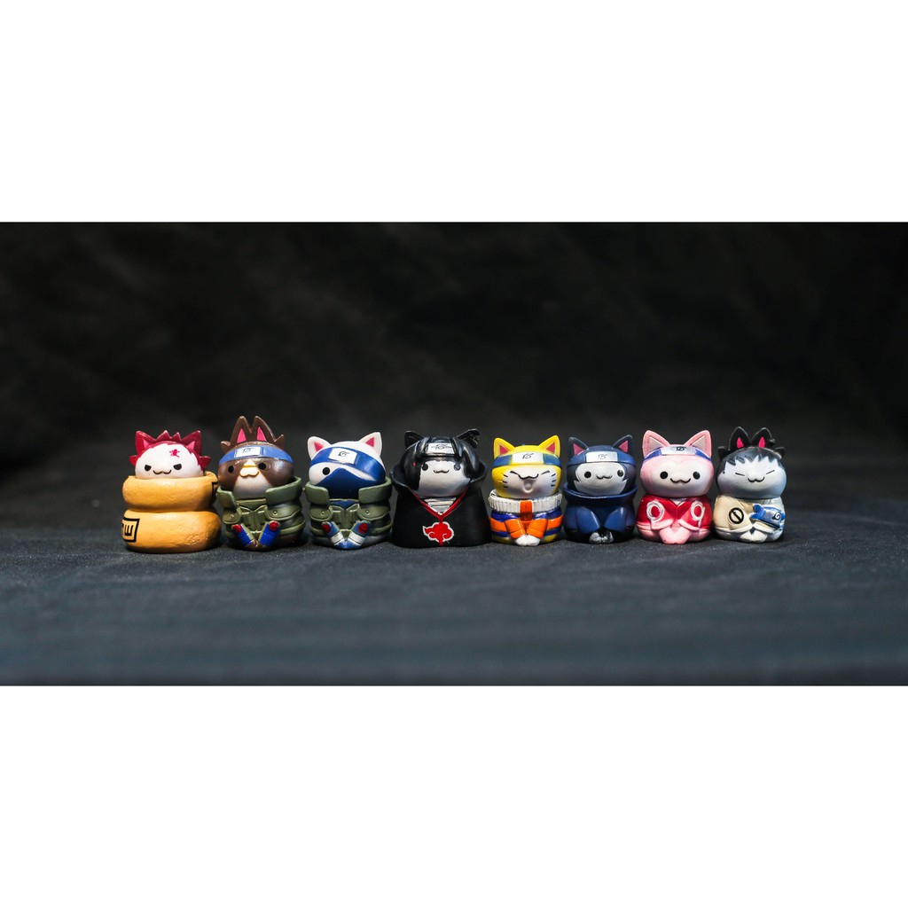 Set 8 tượng mèo Naruto, mô hình mèo tiểu cảnh anime manga dễ thương Ohstyle để bàn học, trang trí bàn làm việc, quà tặng