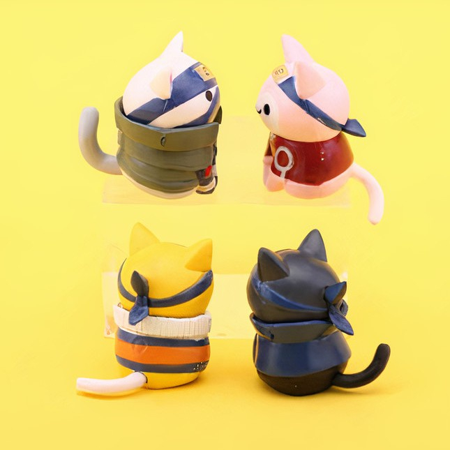 Set 8 tượng mèo Naruto, mô hình mèo tiểu cảnh anime manga dễ thương Ohstyle để bàn học, trang trí bàn làm việc, quà tặng