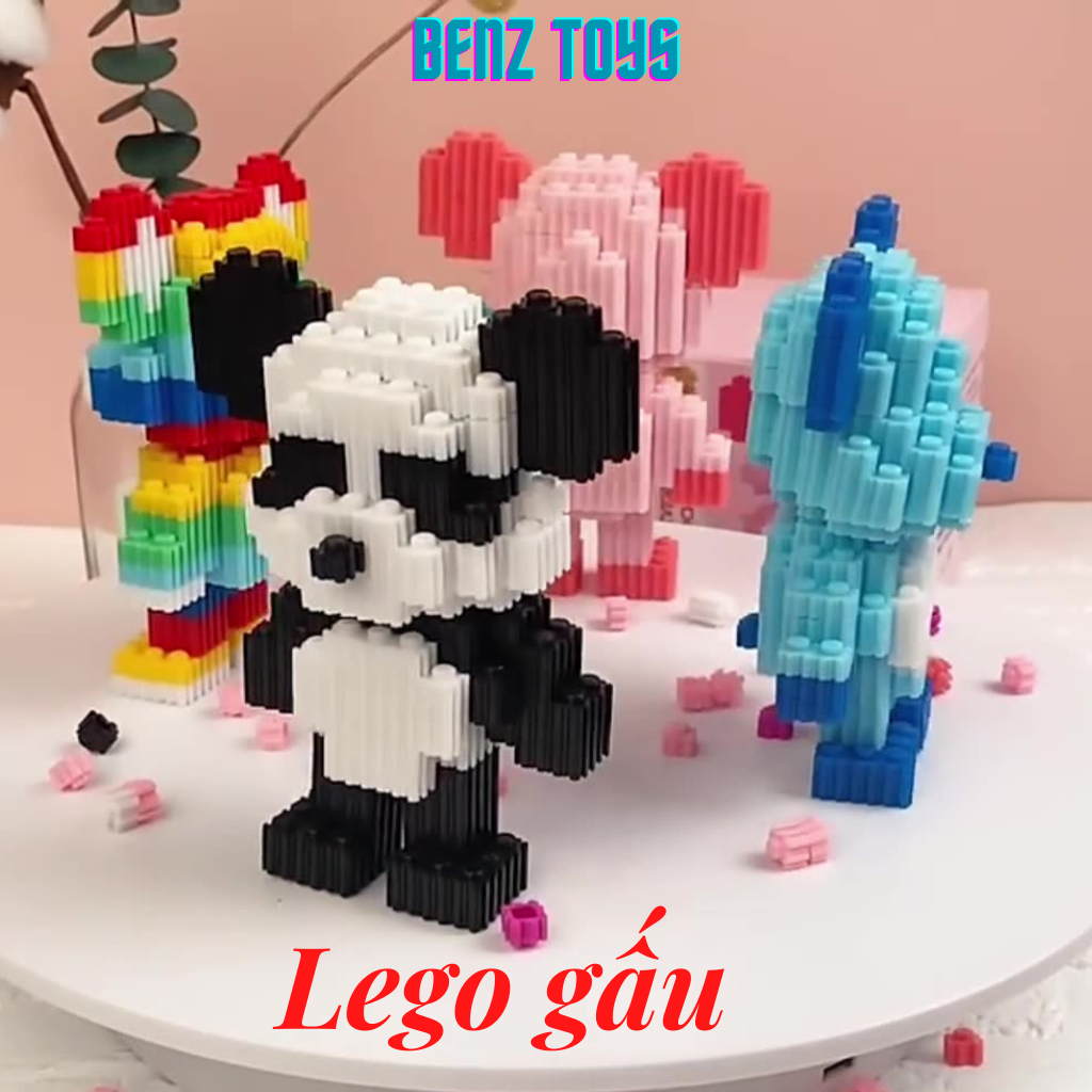 Mô Hình Lắp Ráp Gấu Bearbrick Mini, Đồ Chơi Lắp Ráp Gấu Trúc Giáo Dục Phát Triển Trí Não và Sự Kiên Trì Cho Bé