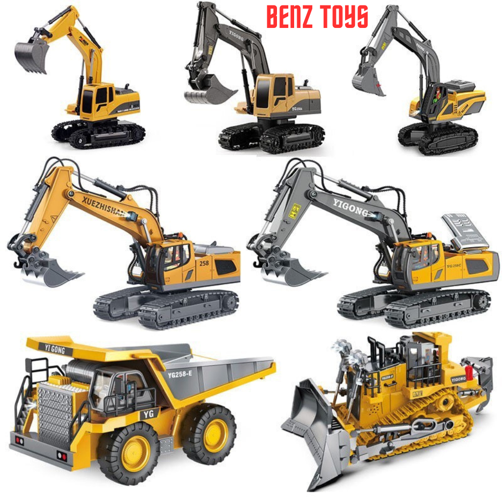 Xe Ô Tô Đồ Chơi Công Trình Điều Khiển Từ Xa Cao Cấp Máy Múc Gầu Sắt 11 Kênh, Xe Ben Xuezhishan