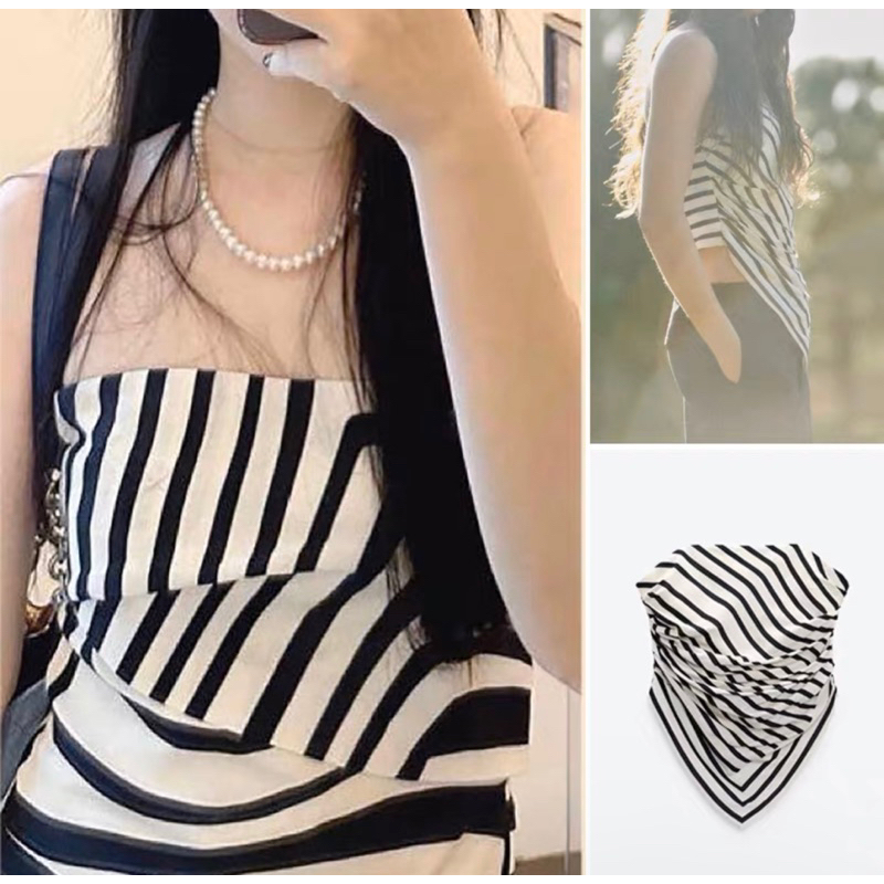 Áo Cúp Ngực Kẻ Sọc Áo Quây Sọc Xéo Zara Xuất Xịn Hot 2023