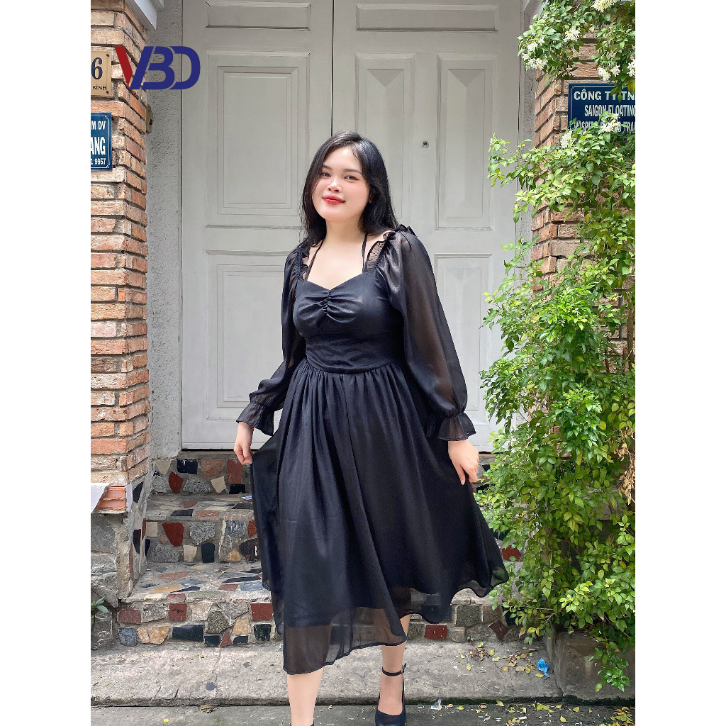 Đầm voan bigsize dáng dài DA046 dành cho nàng béo mập từ 45 tới 90kg