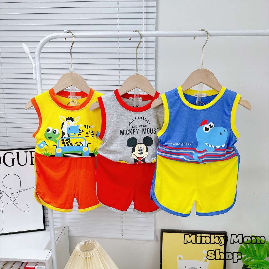 🎯SIZE ĐẠI🎯 Bộ quần áo thun lạnh Minky Mom ba lỗ, bộ balo thun lạnh sát nách in hình size 90 -180 size10-40kg