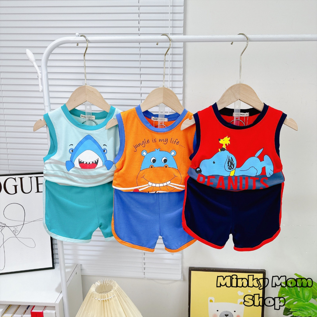 🎯SIZE ĐẠI🎯 Bộ quần áo thun lạnh Minky Mom ba lỗ, bộ balo thun lạnh sát nách in hình size 90 -180 size10-40kg