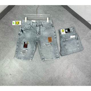 Quần Short Jean Nam , Quần sọt nam lửng màu xám co dãn dễ phối đồ