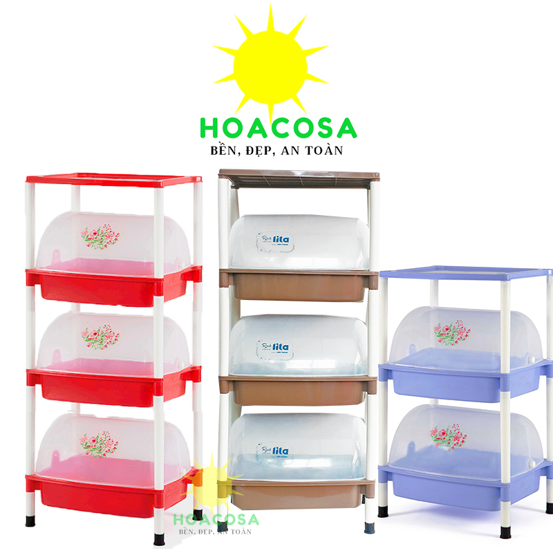 Kệ Đựng Chén Bát Có Nắp Đậy 2 Tầng / 3 Tầng Nhựa Hiệp Thành- Cứng Cáp, Bền, Đẹp- Đồ Gia Dụng Hoacosa