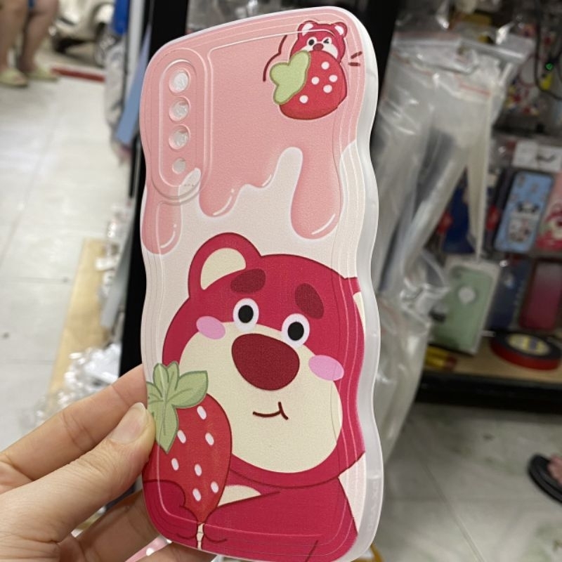 Ốp lưng Samsung A50 dẻo viền lượng sóng lưng in hình gấu dâu có bảo vệ camera