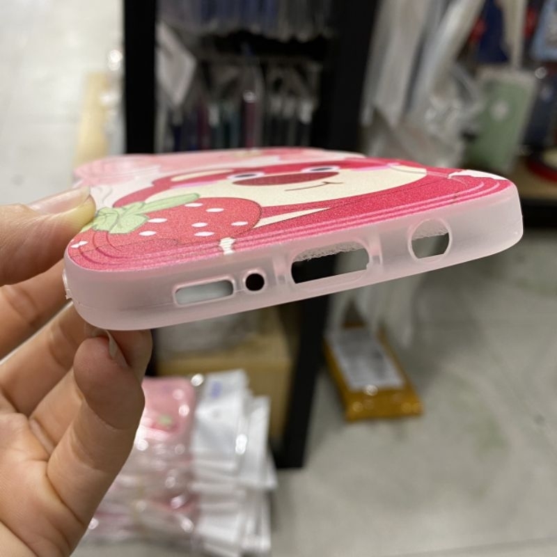 Ốp lưng Samsung A50 dẻo viền lượng sóng lưng in hình gấu dâu có bảo vệ camera