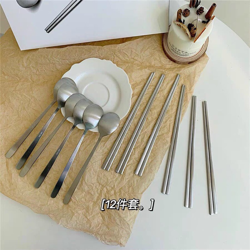 Bộ 12 Muỗng Đũa Inox ( 6 cặp )