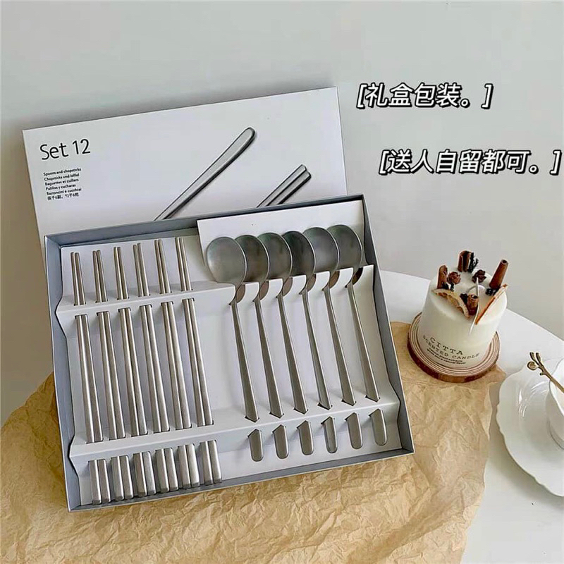 Bộ 12 Muỗng Đũa Inox ( 6 cặp )