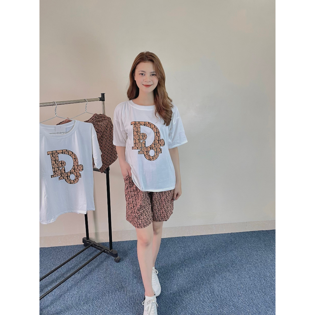 Set Áo Phông Quần Short Đùi Nữ - Bộ Cộc Tay nữ phom rộng - Set Thun Dạo Phố - Shop.HoangLinh