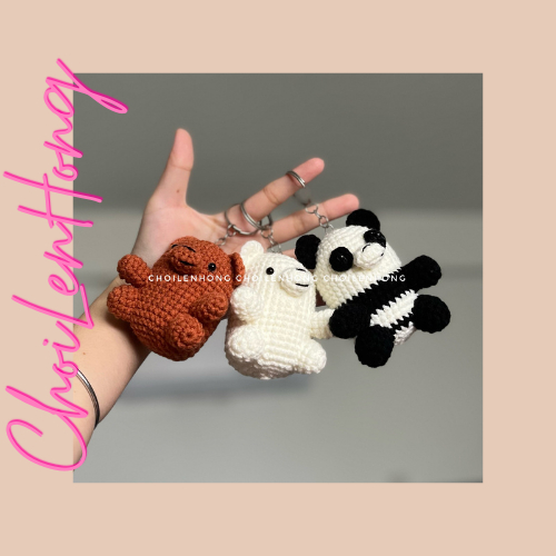 Móc khóa We bare bears bằng len handmade