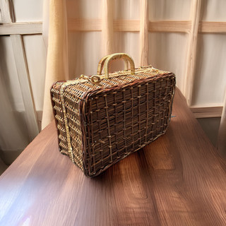 Hộp đựng đồ trang trí Vali Đan Bằng Mây Tre, Đựng Đồ Trang Điểm Phong Cách Vintage