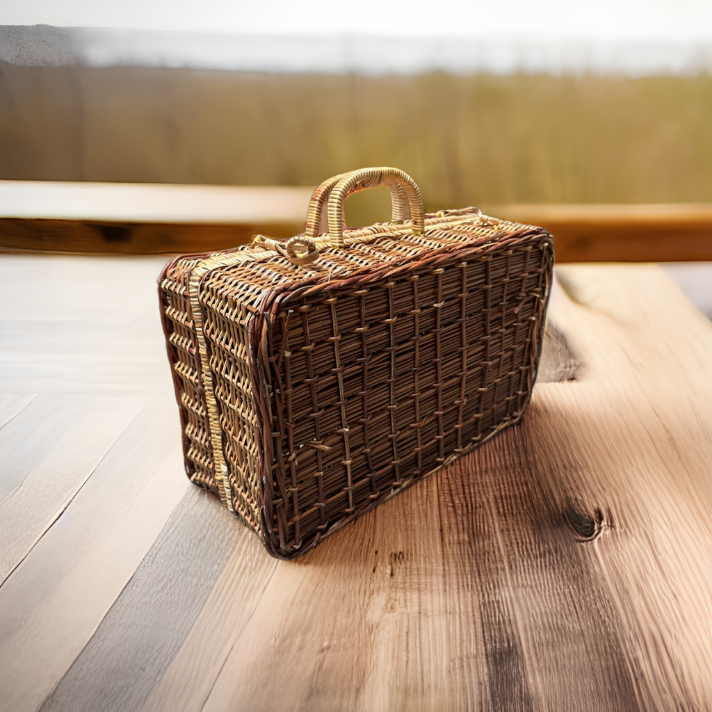 Hộp đựng đồ trang trí Vali Đan Bằng Mây Tre, Đựng Đồ Trang Điểm Phong Cách Vintage