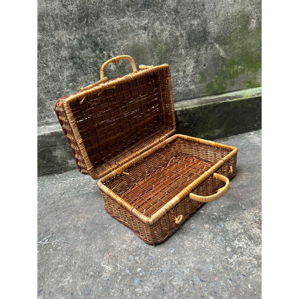 Hộp đựng đồ trang trí Vali Đan Bằng Mây Tre, Đựng Đồ Trang Điểm Phong Cách Vintage