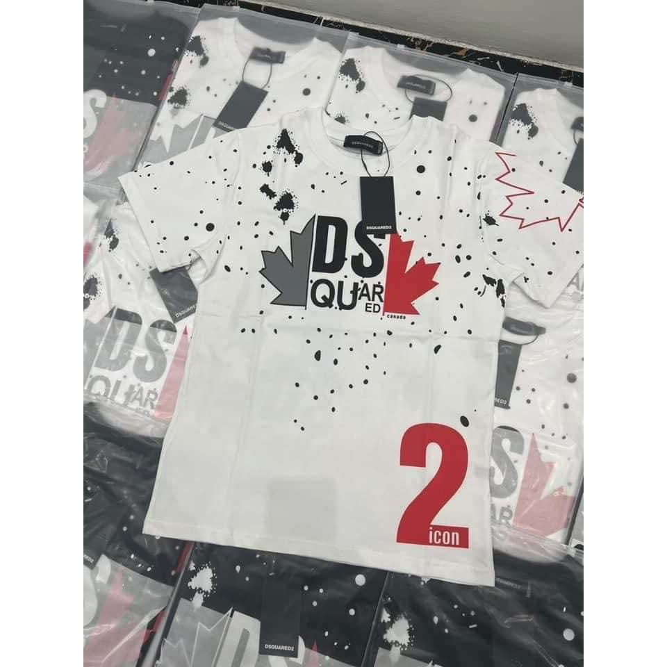 Áo Phông Nam Nữ In Hình DSQ2 Lá Phong Đen Xám Đỏ Vảy Sơn Cotton 100% | BigBuy360 - bigbuy360.vn