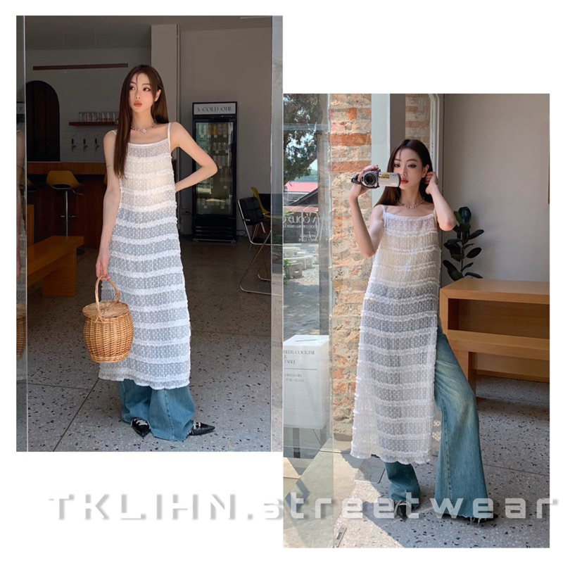 TKLIHN Áo ROSE TOP áo váy sơ mi hai dây phong cách ROSES BLACKPINK váy hai dây mix quần dài HOT TREND 2023