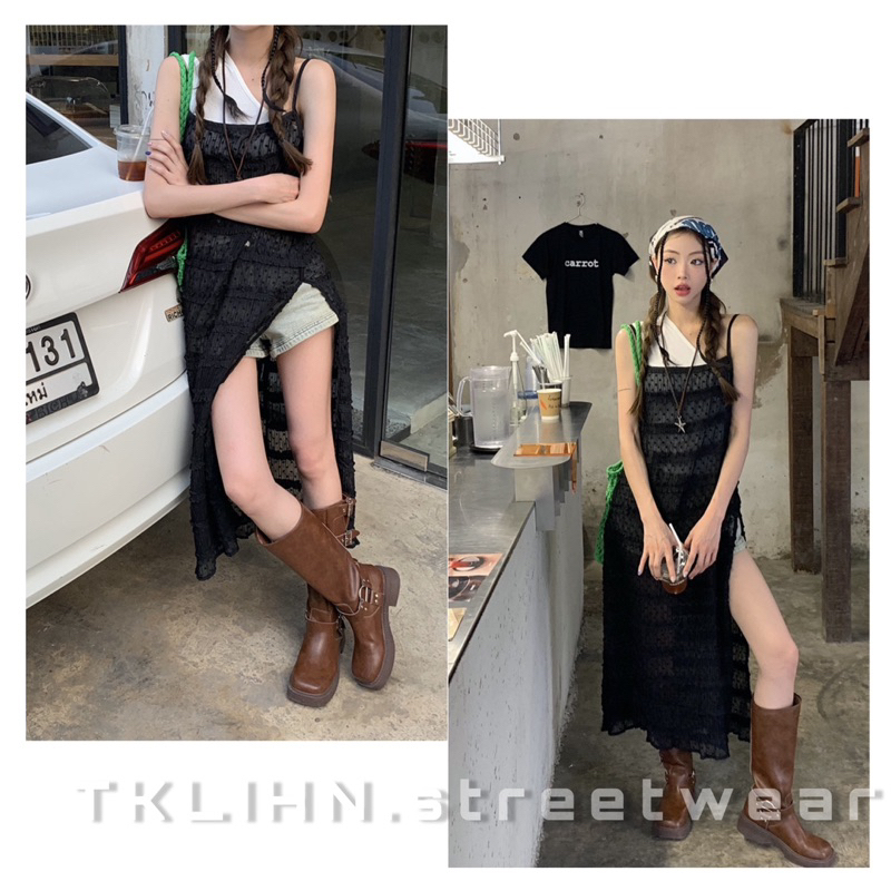 TKLIHN Áo ROSE TOP áo váy sơ mi hai dây phong cách ROSES BLACKPINK váy hai dây mix quần dài HOT TREND 2023