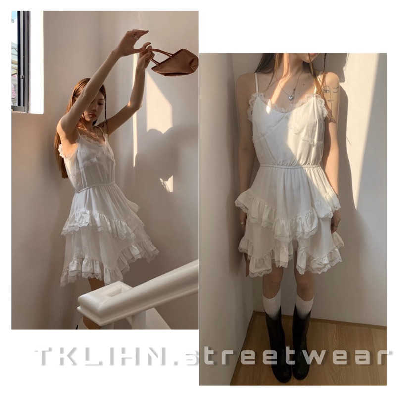 TKLIHN Áo ROSE TOP áo váy sơ mi hai dây phong cách ROSES BLACKPINK váy hai dây mix quần dài HOT TREND 2023