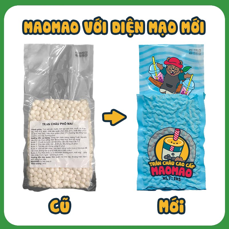 Trân Châu Mao Mao các loại gói 1kg ( Trân Châu Ô Long / Trân Châu Phô Mai )