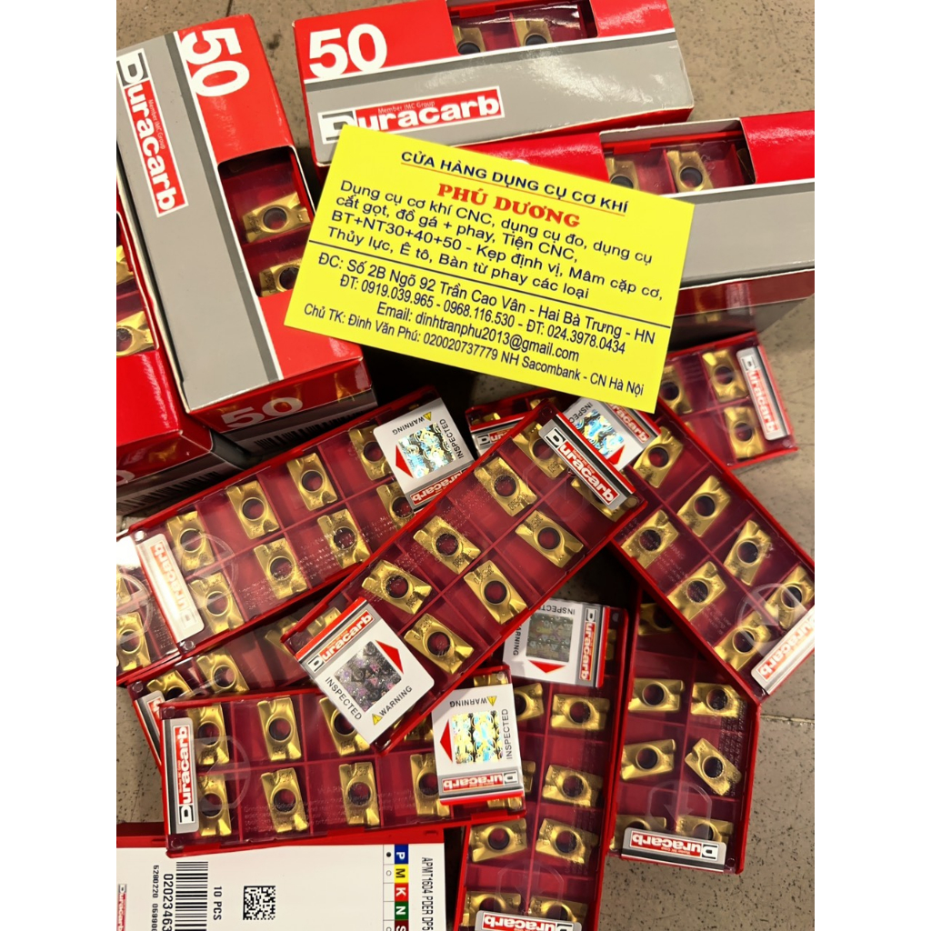 Chíp phay APMT1604 Hãng Duracarb HQ chuyên gia công thép trước nhiệt