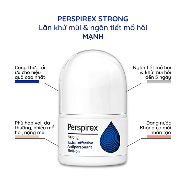 Lăn Khử Mùi Perspirex Dành Cho Mọi Loại Da 20ml (Lăn nách Perspirex hàng chính hãng bill đầy đủ)