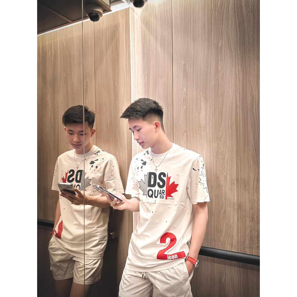 Áo Phông Nam Nữ In Hình DSQ2 Lá Phong Đen Xám Đỏ Vảy Sơn Cotton 100% | BigBuy360 - bigbuy360.vn