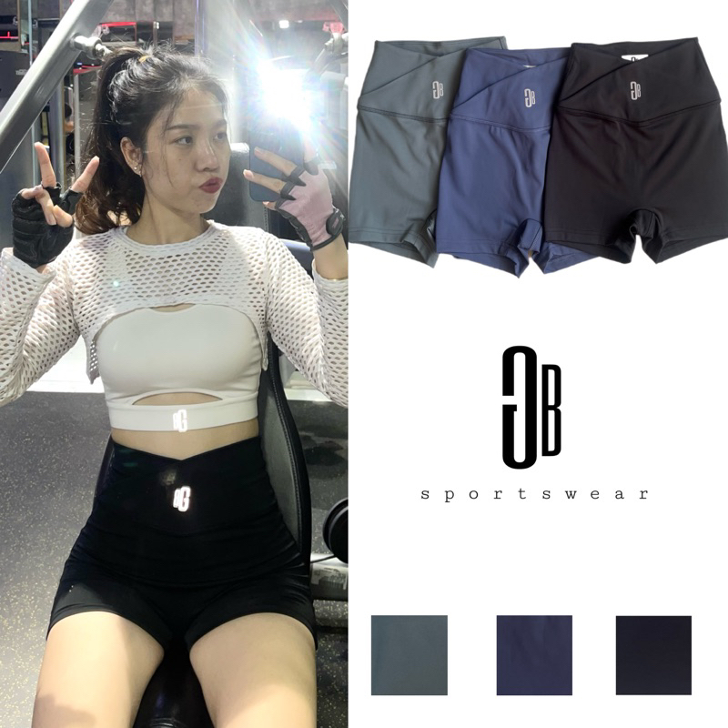 Quần đùi biker thể thao tập gym chạy bộ nhảy dance cạp chéo lưng cao hack dáng nâng mông( cam kết quần ko lộ x )