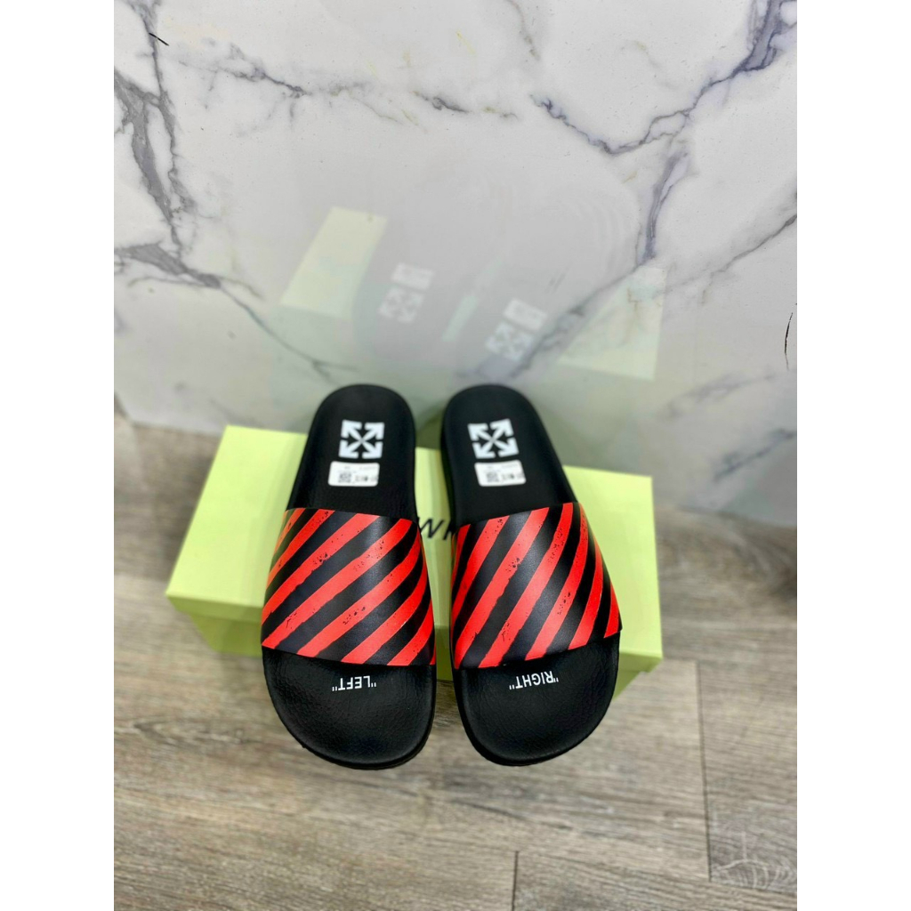 Dép nam OFF WHITE quai da. Dép Unisex nam nữ đế cao su êm chân bền chắc thời trang hottrend 2022