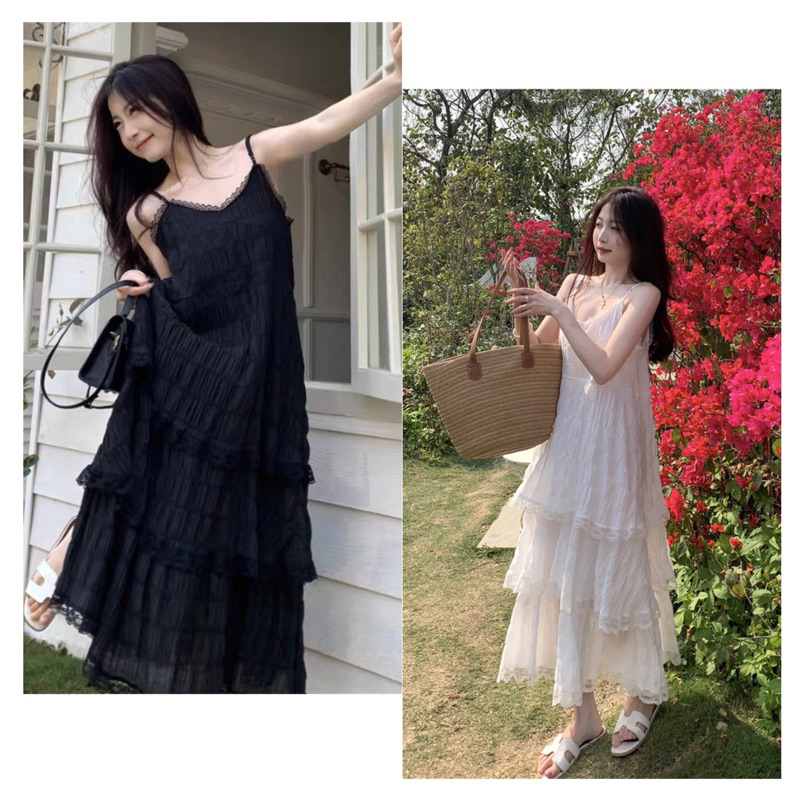 TKLIHN Áo ROSE TOP áo váy sơ mi hai dây phong cách ROSES BLACKPINK váy hai dây mix quần dài HOT TREND 2023