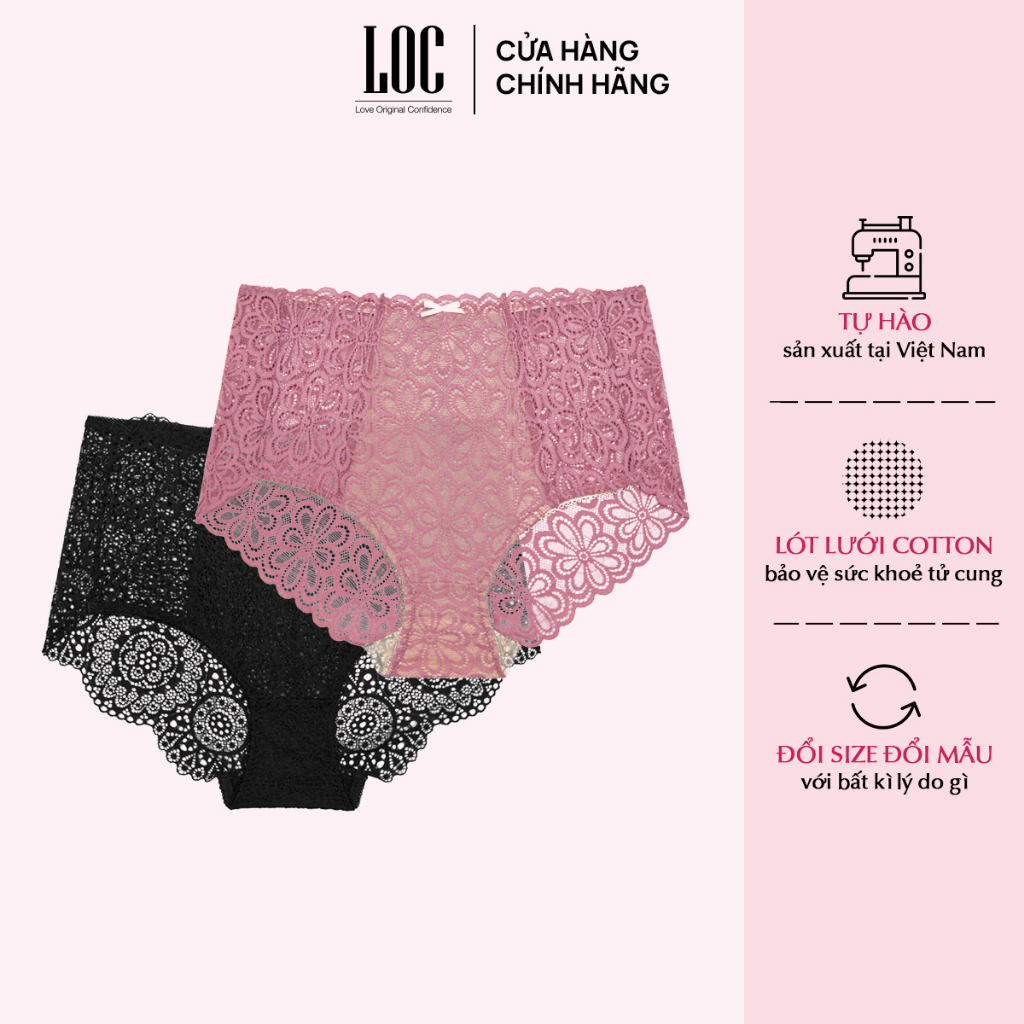 Quần lót ren LOC lưng cao mềm mại thon gọn vòng bụng